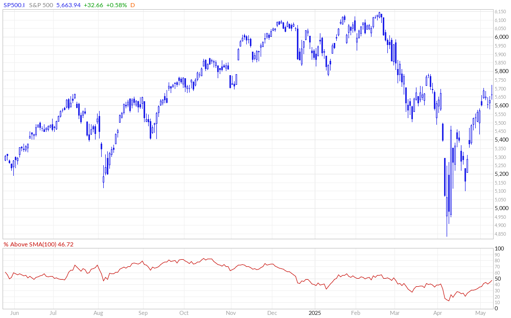 S&P 500 % Above 100MA
