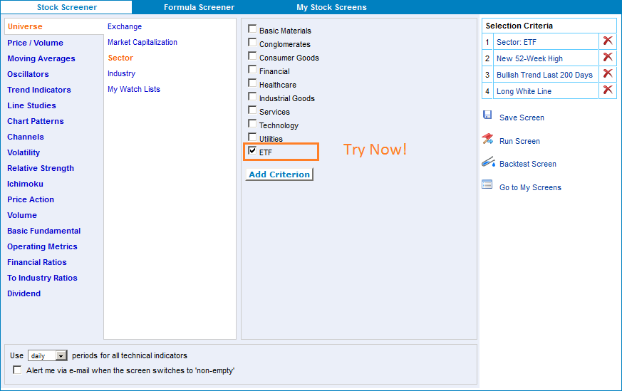 How to use ETF Screener