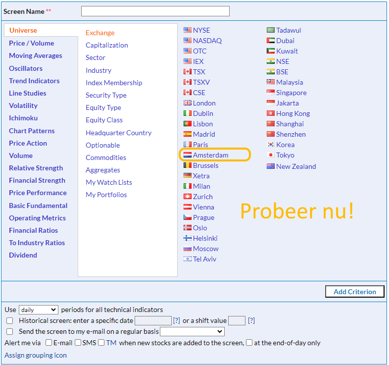 Hoe gebruikt u de aandelenscreener van Euronext Amsterdam