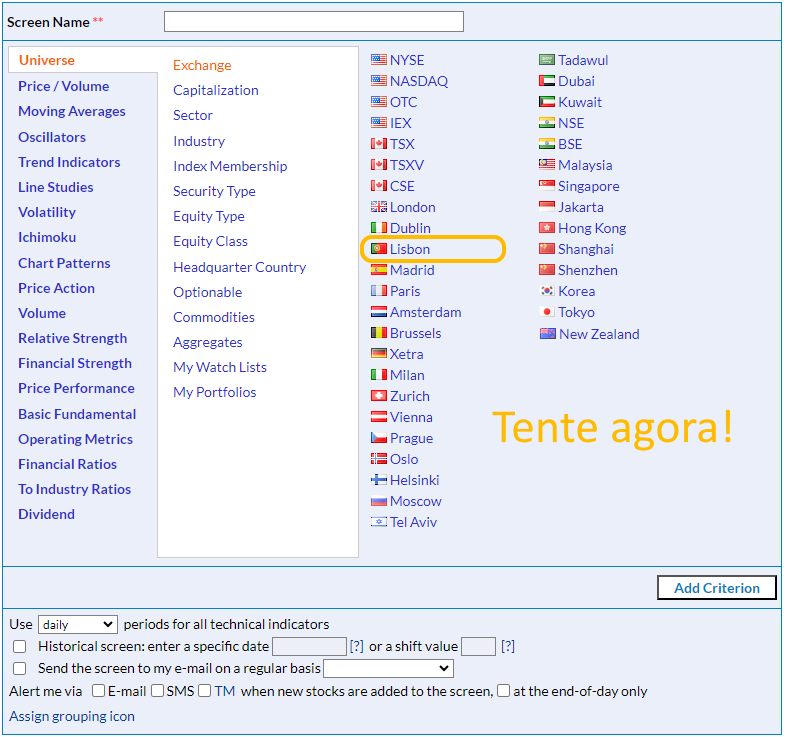 Como usar o analisador de ações da Euronext Lisboa